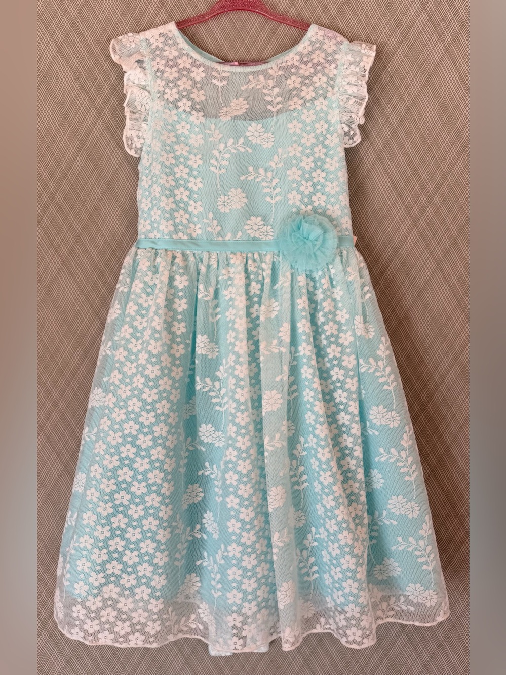 Jona Michelle - Girls' Light Blue Floral Lace Layered Dress (Sz 6) NWT